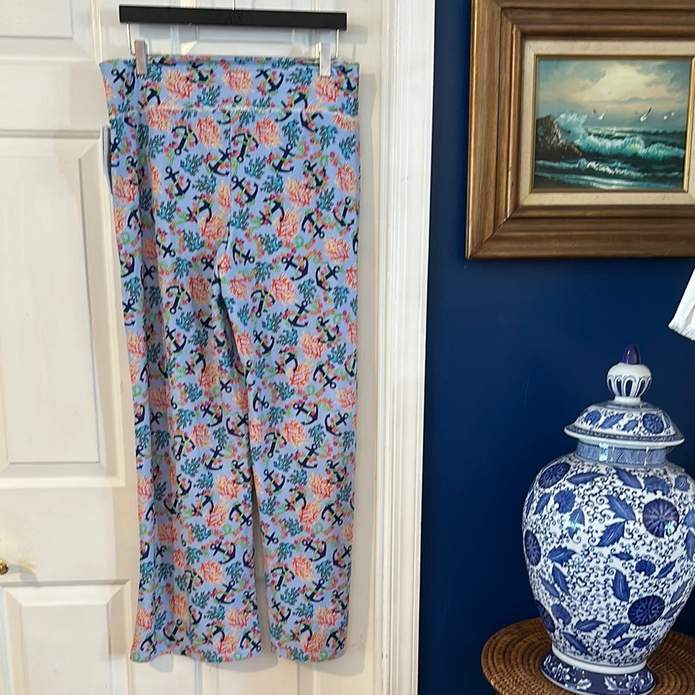 NWT Southwind Apparel Nylon & Spandex Tossed Anchor Wide Leg Palazzo Pants